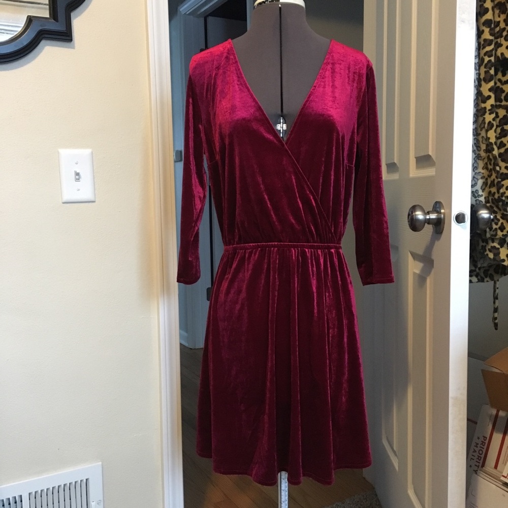Faux wrap velvet dress
